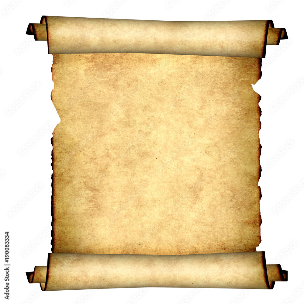 Old parchment. Isolated on white background - obrazy, fototapety, plakaty 