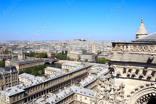 Plakat Widok z lotu ptaka na Paryż i Bazylikę Sacre Coeur