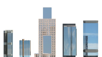 Wall Mural - Skyscrapers 3D Illustration isolated on white background