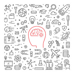 Wall Mural - vector line web design concept for science