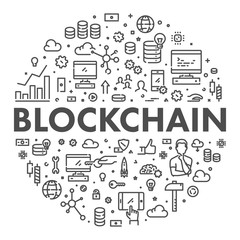Poster - vector line web concept blockchain
