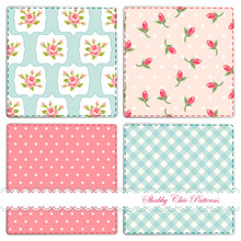 Set Of Four Cute Retro Patterns In Shabby Chic Style