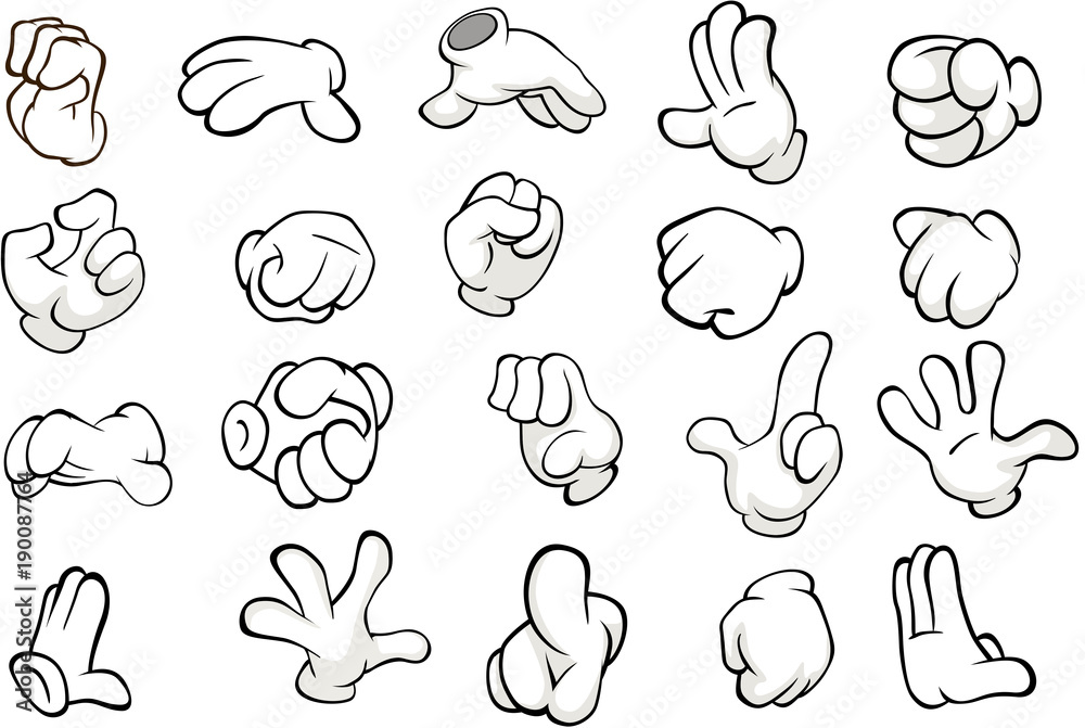 Set of Cartoon Illustrations. Hands with Different Gestures for you ...