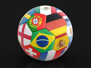 Poster - Soccer football with flags. Image with clipping path