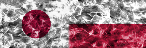 Plakat Japonia vs Polska dym flaga, grupa H, puchar świata piłki nożnej 2018, Moskwa, Rosja