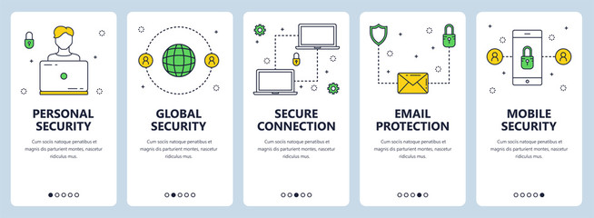 Poster - Vector modern thin line personal security concept web banner set