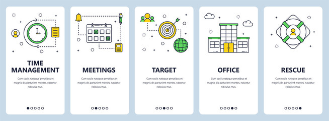 Poster - Vector modern thin line time management concept banner set