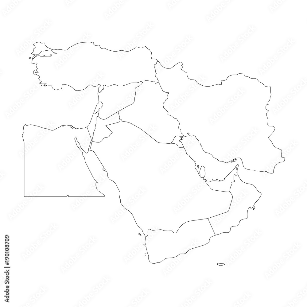 Blank map of Middle East, or Near East. Simple flat outline vector ilustration. Stock Vector | Adobe Stock blank-map-of-middle-east-or-near-east-simple-flat-outline-vector-ilustration-stock-vector-adobe-stock