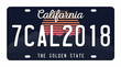 © Yevhenii - License plate isolated on white background. California license plate with numbers and letters. Badge for t-shirt graphic