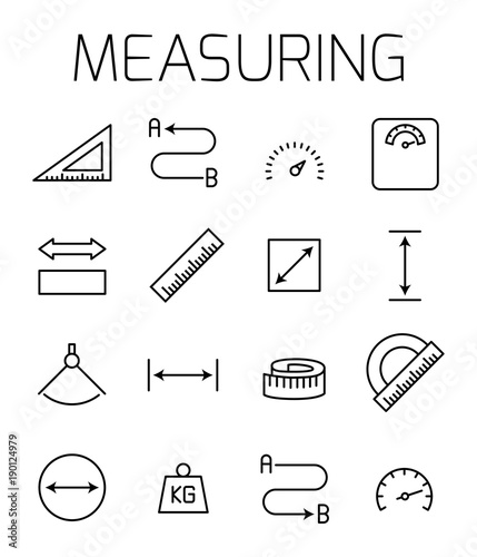 Cuadros en Lienzo Measuirng related vector icon set.