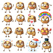 Cartoon choc chip cookie characters illustration 1