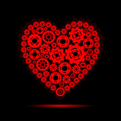 Wall Mural - Abstract heart shape love symbol, abstract heart with gears, romantic, education, romance, happy, art feeling. Vector illustration.