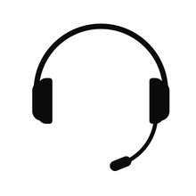 Headphones With A Microphone, Vector Icon.
