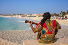 Musician With Guitar And Rasta Hair At Santa Maria Beach, Sal, Cape Verde