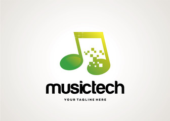 Poster - Music Tech Logo Template Design Vector, Design Concept, Creative Symbol