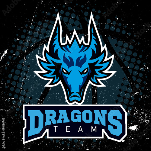 Cuadros en Lienzo Dragon sport logo basketball design