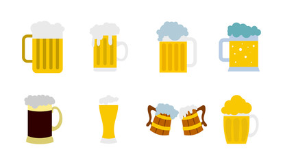 Wall Mural - Glass of beer icon set, flat style