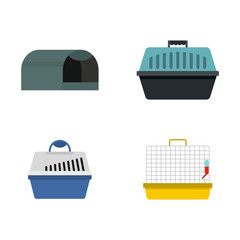 Poster - Pet box icon set, flat style