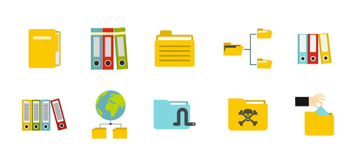 Poster - Folder icon set, flat style