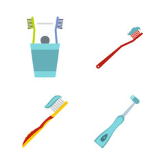 Poster - Toothbrush icon set, flat style