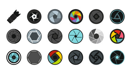 Poster - Shutter icon set, flat style