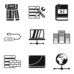 Poster - PC communication icons set, simple style