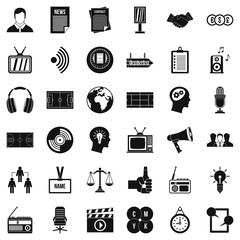Poster - Media space icons set, simple style