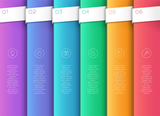 Poster - vector 3d colorful vertical text banner steps 1 to 6