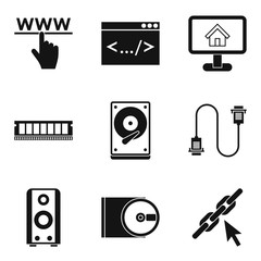 Poster - Global network icons set, simple style