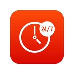 Poster - Clock 24 7 icon digital red