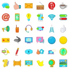 Poster - Media work icons set, cartoon style