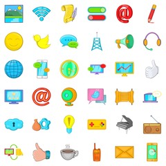 Poster - Computer center icons set, cartoon style