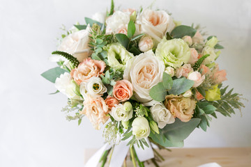 bridal bouquet. a simple bouquet of flowers and greens