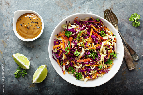 Fotografie, Obraz Asian cole slaw with peanut butter dressing