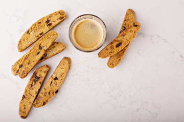 Homemade biscotti on a marble surface