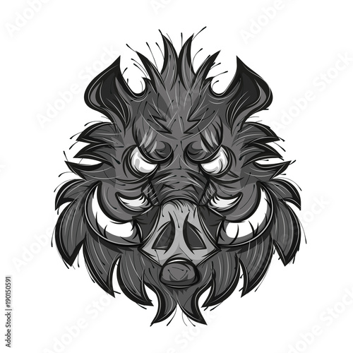 Fotomural boar head sketch vector illustration