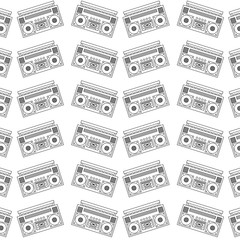 Poster - seamless pattern stereo recorder player audio music