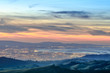 Silicon Valley Views from above. Santa Clara Valley at dusk as seen from Lick Observatory in Mount Hamilton east of San Jose, Santa Clara County, California, USA.