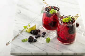 Summer berry drink with lime