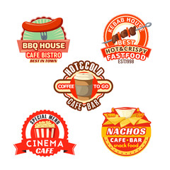 Canvas Print - Vector fast food meal snacks icons set