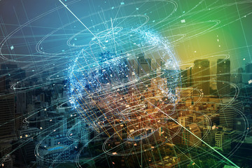 Poster - smart city and global network concept.
