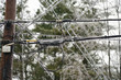 Icicle on power line in the frozen rain
