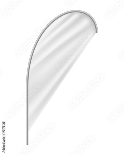 White Oblique Banner Streamer Template Isolated On White