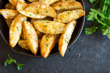 Canvas Print - Baked potato wedges