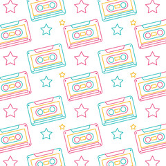 Wall Mural - seamless pattern retro cassette tape recorder vector illustration