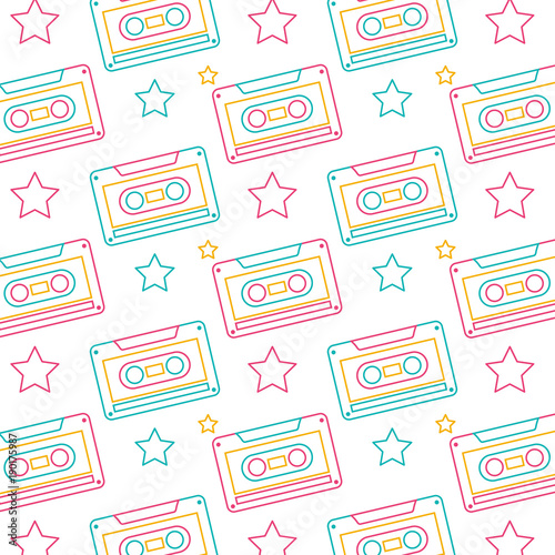 seamless-pattern-retro-cassette-tape-recorder-vector-illustration