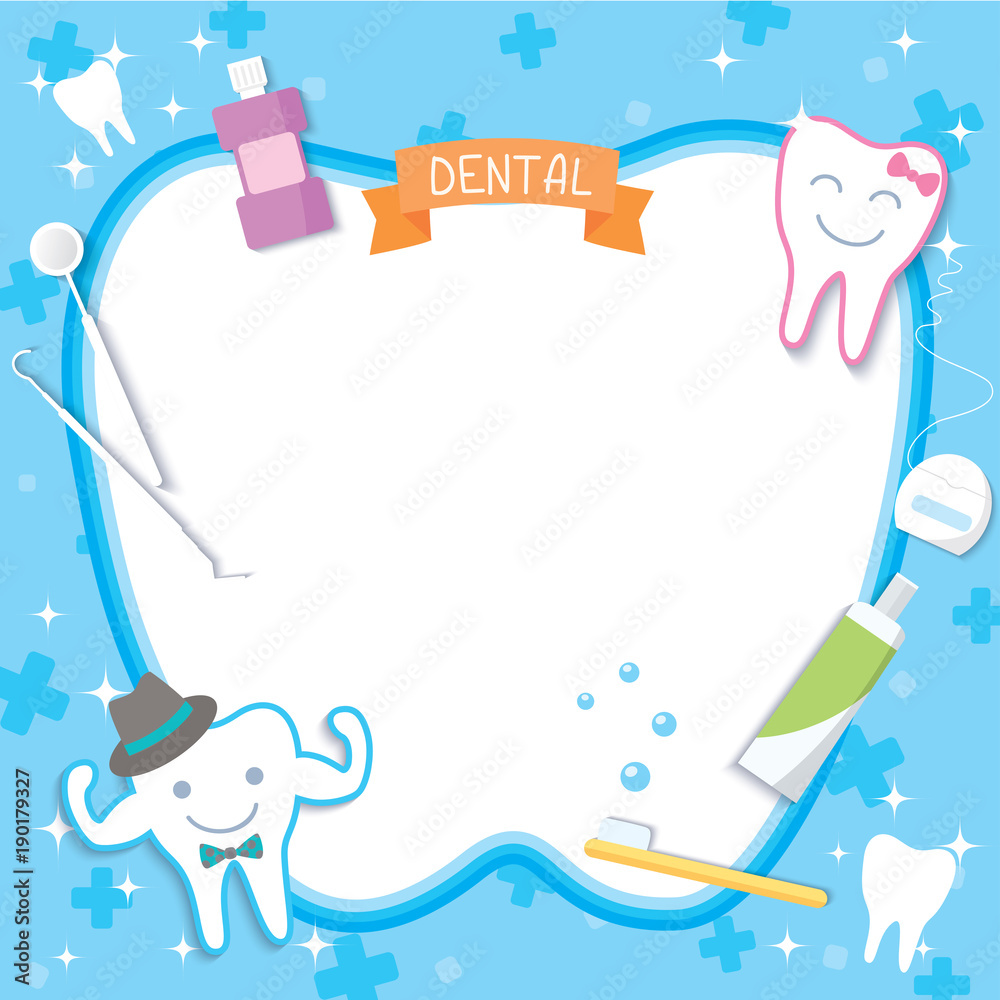 Teeth Frame Illustration vector of Dental frame design with teeth shape, toothpaste ...
