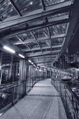 Poster - Modern pedestrian walkway in midtown at night