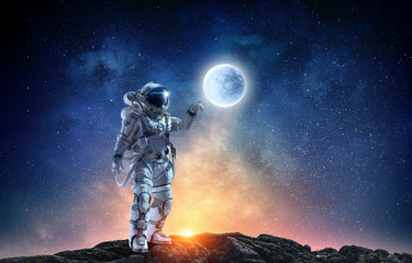 spaceman and his mission. mixed media