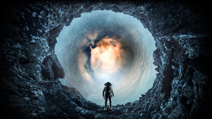 Wall Mural - space hole and astronaut. mixed media